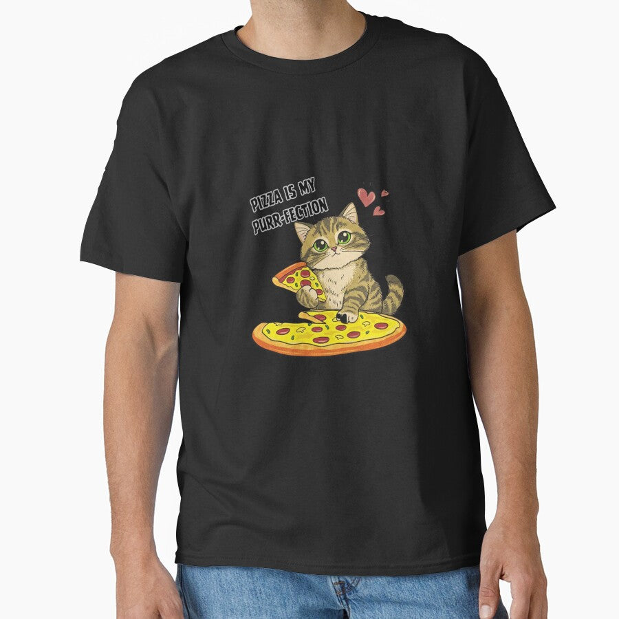 Pizza Is My Purr-fection – Cute Cat Pizza Lover Design by LittleLoopArt T-Shirts, Hoodie, Sweatshirt (Image 1)