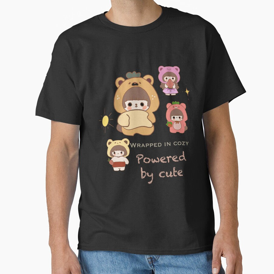Wrapped in Cozy, Powered by Cute – Kawaii Bear & Strawberry Hoodie Characters by Yooashop T-Shirts, Sweatshirt (Image 1)