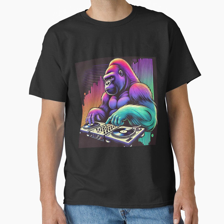 Gradient Grooves Gorilla DJ by LizzyLooDoo Designs T-Shirts, Hoodie, Sweatshirt | BlankRebels.com (Image 1)