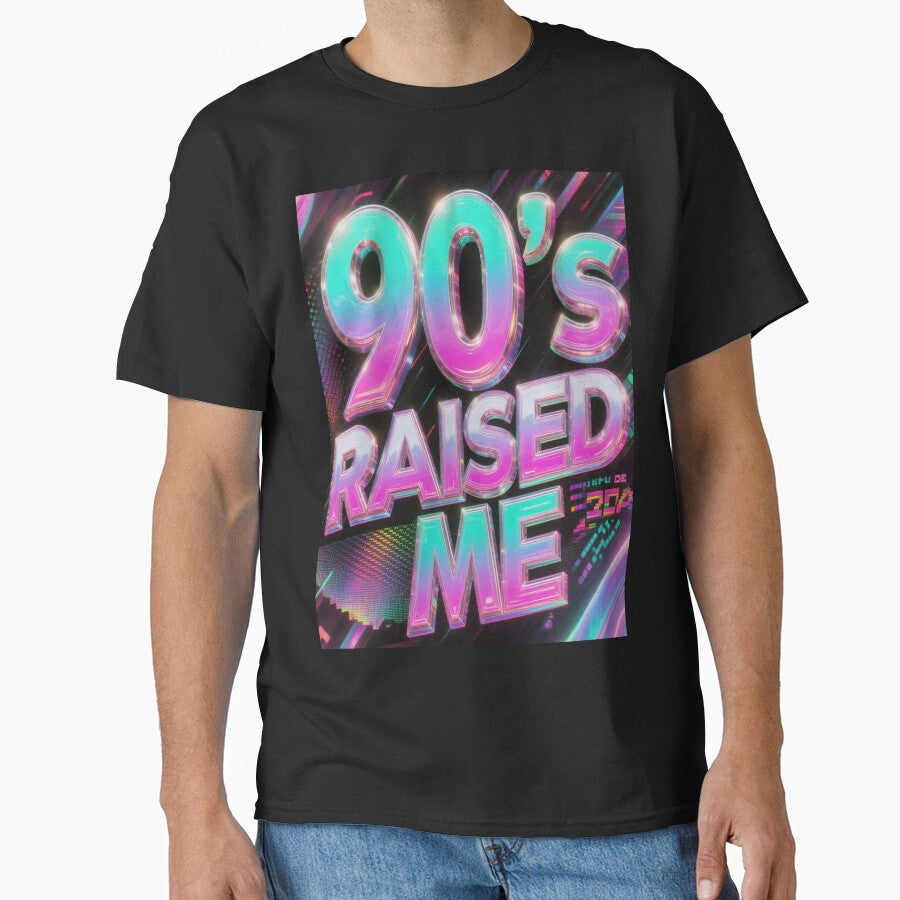 Retro 90's Raised Me Neon Aesthetic Synthwave Design by WHITE FLAME PRINTS T-Shirts, Hoodie, Sweatshirt (Image 1)