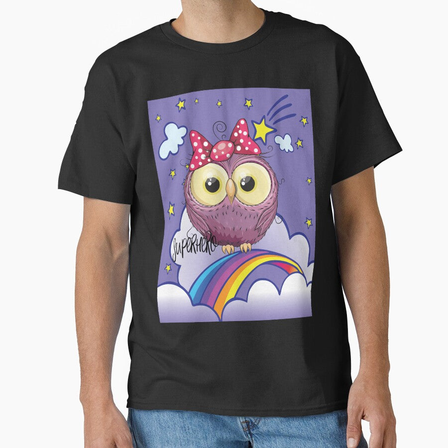 Cute Purple Owl in Superhero Unicorn Background / Unicorn Owl Scenery / Travel with an Owl Superhero by... (Image 1)