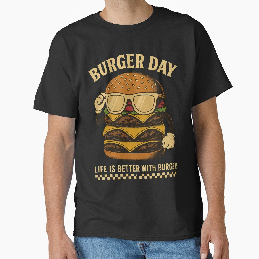 Burger Day – Retro Cheeseburger with Sunglasses | Vintage Fast Food Vibes by Still Hungry Shop T-Shirts,... (Image 1)