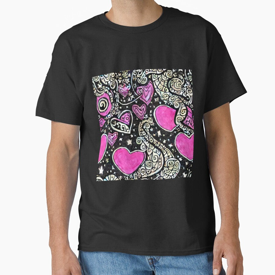 Gothic Stars and Hearts Pattern Dark and Romantic Designs for Gothic Enthusiasts Black Heart by Bits-X-Pieces... (Image 1)