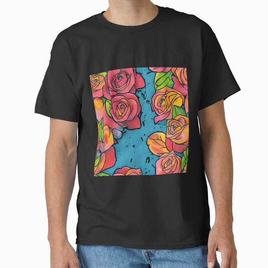 Gothic Rose Pattern Dark and Edgy Designs for Gothic Enthusiasts Blue Dreaming by Bits-X-Pieces T-Shirts,... (Image 1)