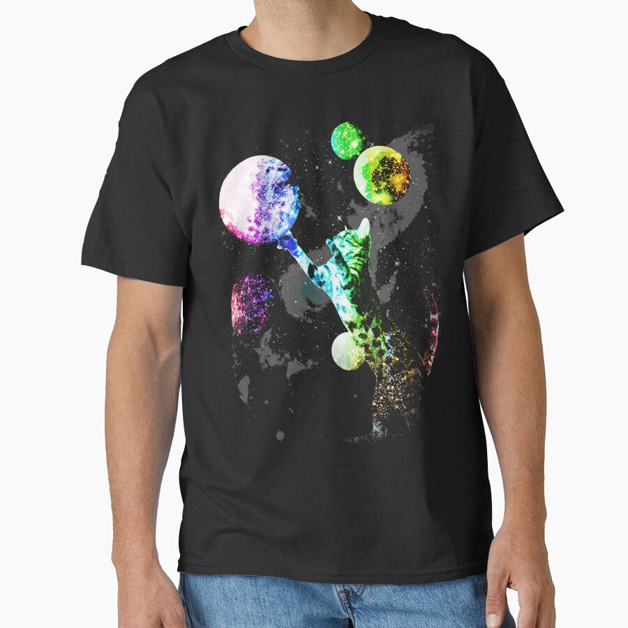 Space Cat with Planets by ROBOTFACE T-Shirts Hoodie, Sweatshirt | BlankRebels.com (Image 1)