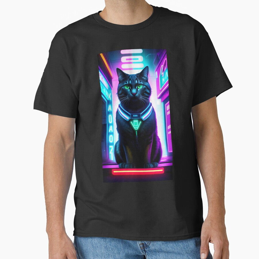 Colorful Futuristic Cyber Cat by CyberArtWorld T-Shirts, Hoodie, Sweatshirt | BlankRebels.com (Image 1)