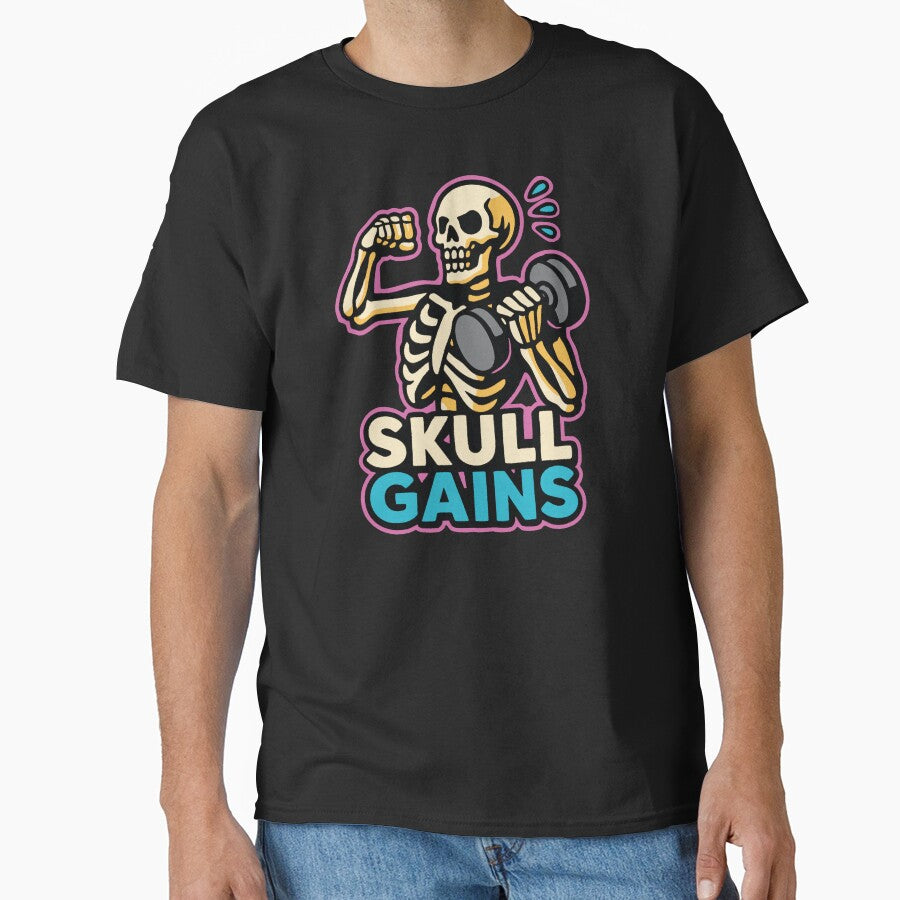 Skeleton Gym – Skull Gains Pun by Dazzlement T-Shirts, Hoodie, Sweatshirt | BlankRebels.com (Image 1)