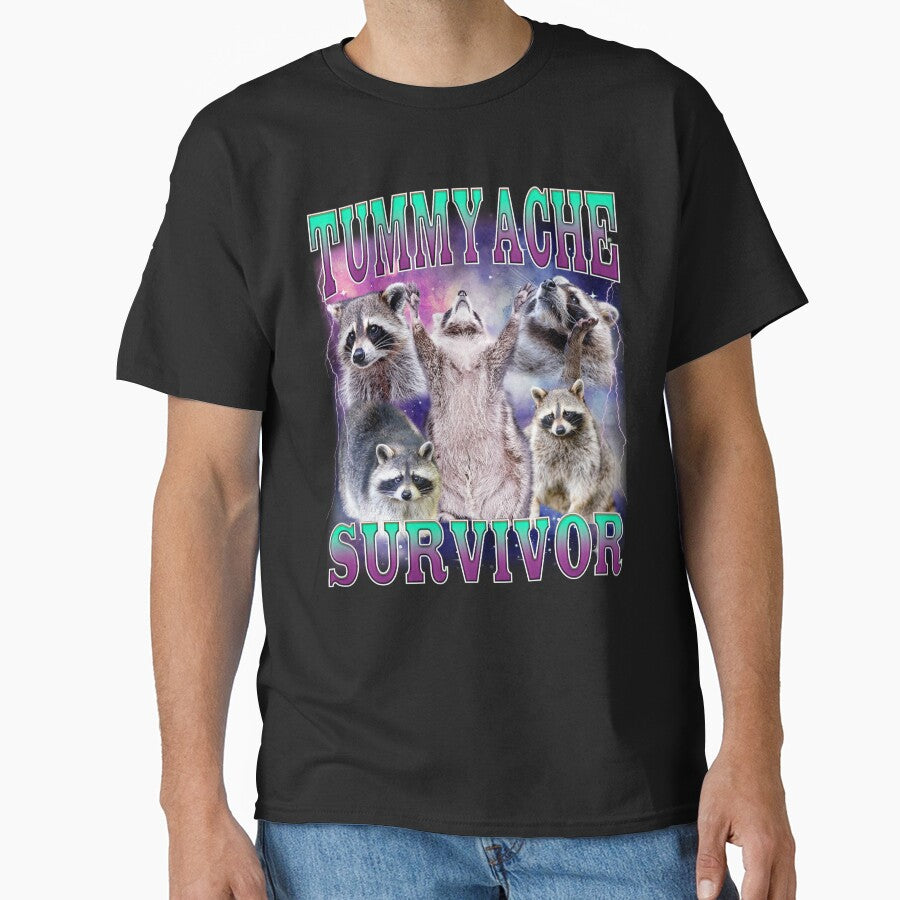 Tummy Ache Survivor Raccoon Meme by bmcreationsCo T-Shirts, Hoodie, Sweatshirt | BlankRebels.com (Image 1)
