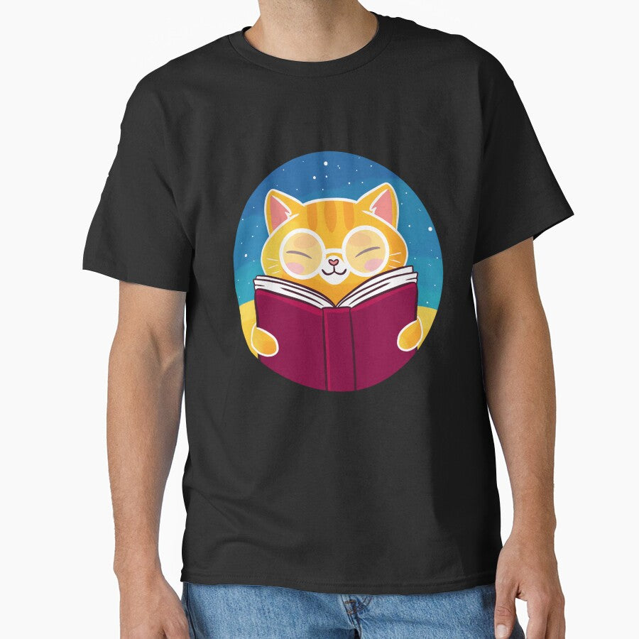 Cute ginger cat reading a book by Yaragold T-Shirts, Hoodie, Sweatshirt | BlankRebels.com (Image 1)