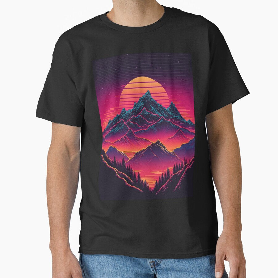 80s Vaporwave Retro wave mountains by RESToRAPTOR T-Shirts, Hoodie, Sweatshirt | BlankRebels.com (Image 1)