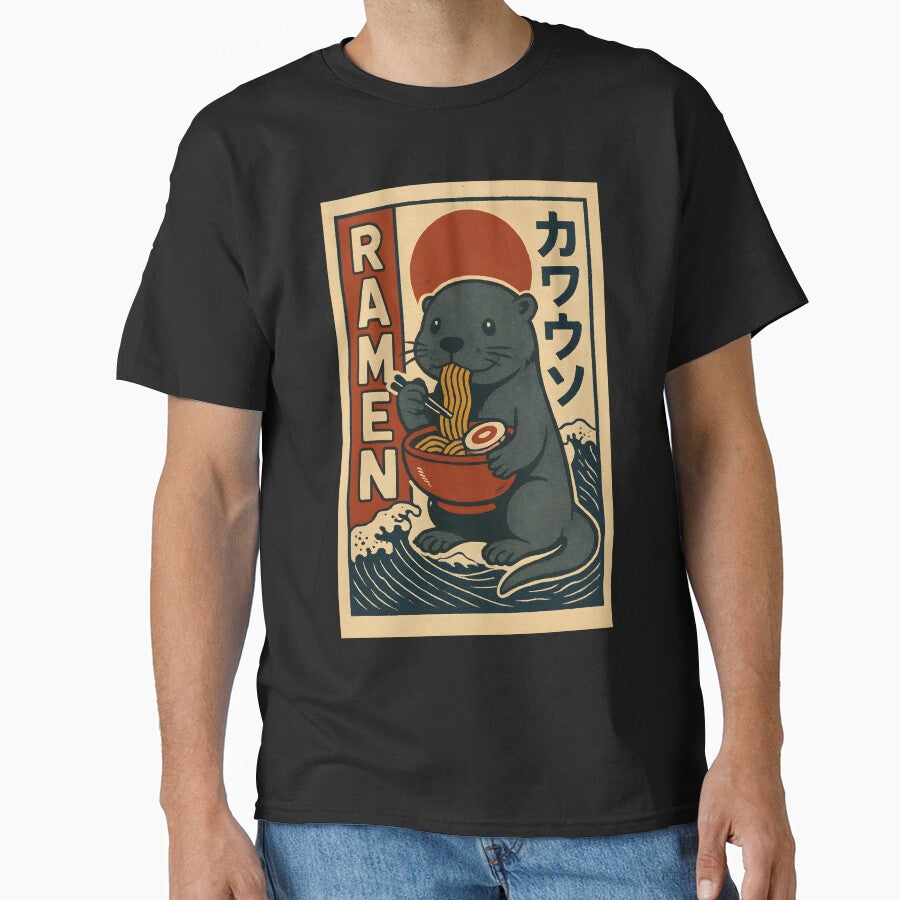 Cozy Otter Ramen Vintage Japanese Retro Charm T-Shirts, Hoodie, Sweatshirt