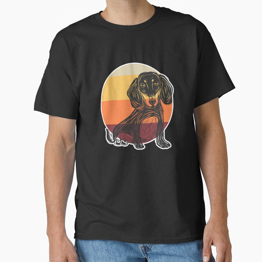 Retro Vintage Linocut Dachshund by nvdesign T-Shirts, Hoodie, Sweatshirt | BlankRebels.com (Image 1)
