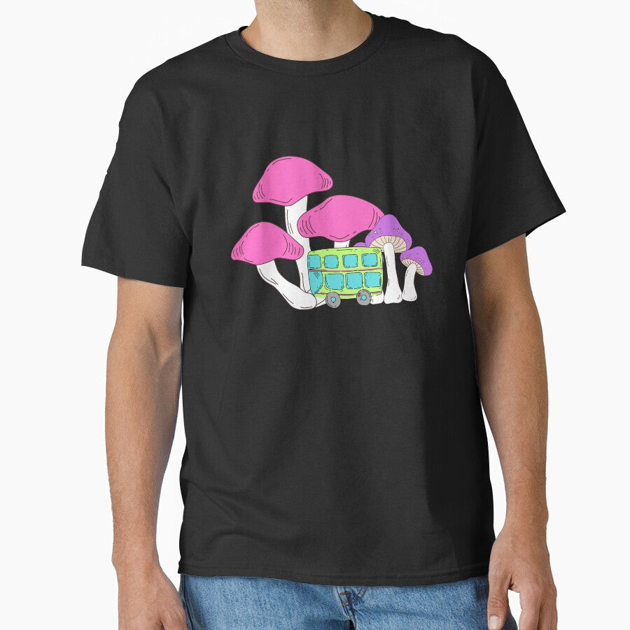 Hippie bus in the land of Psychedelic Mushroom by CypisDesign T-Shirts, Hoodie, Sweatshirt | BlankRebels.com (Image 1)
