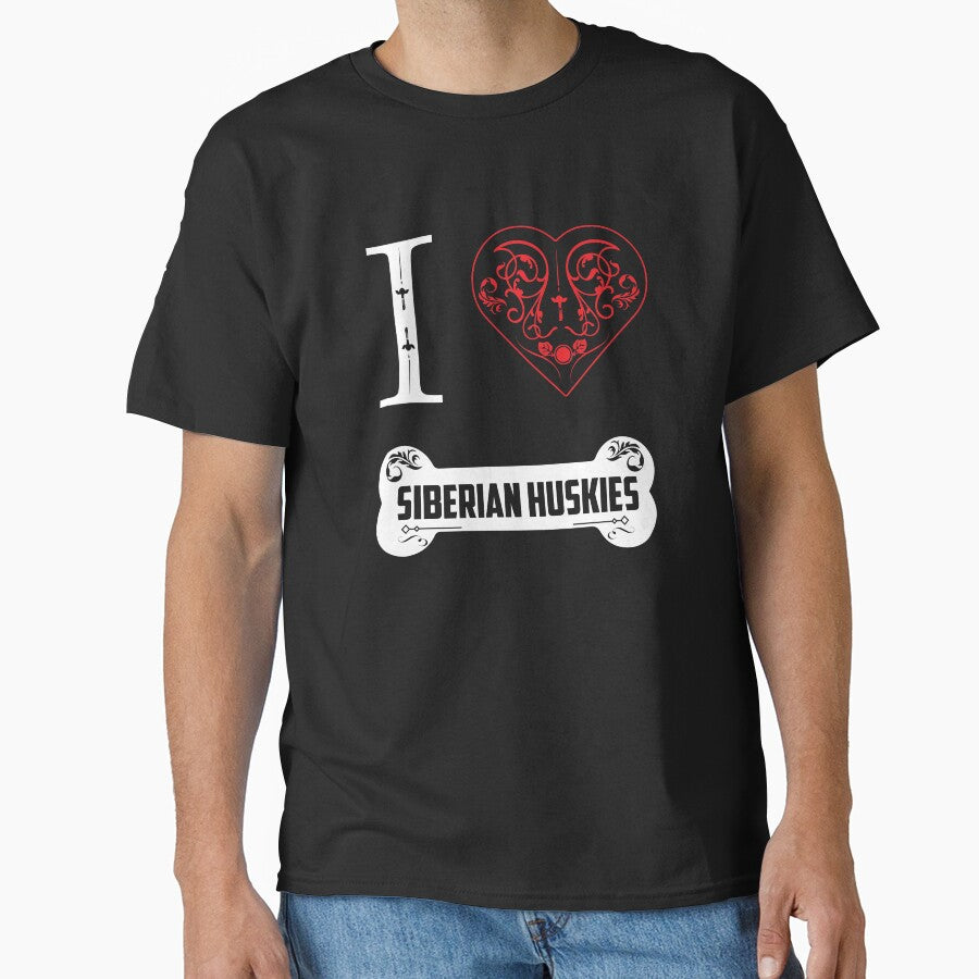 Siberian Husky Lover Design I Heart Siberian Huskies Bone Ornaments by drwigglebutts T-Shirts, Hoodie, Sweatshirt (Image 1)