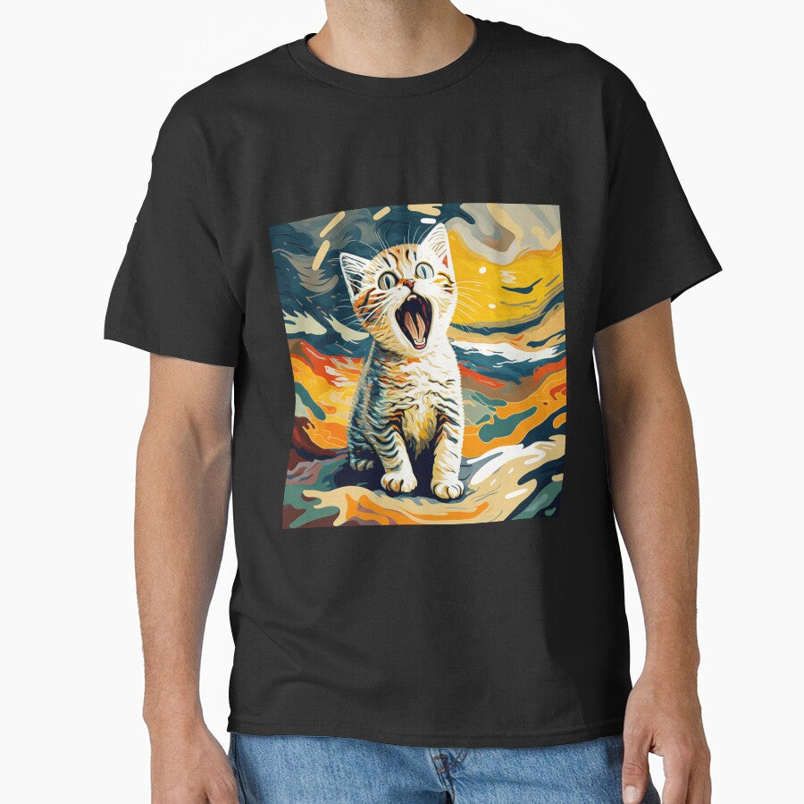Screaming Cat Digital Painting T-Shirts, Hoodie, Sweatshirt