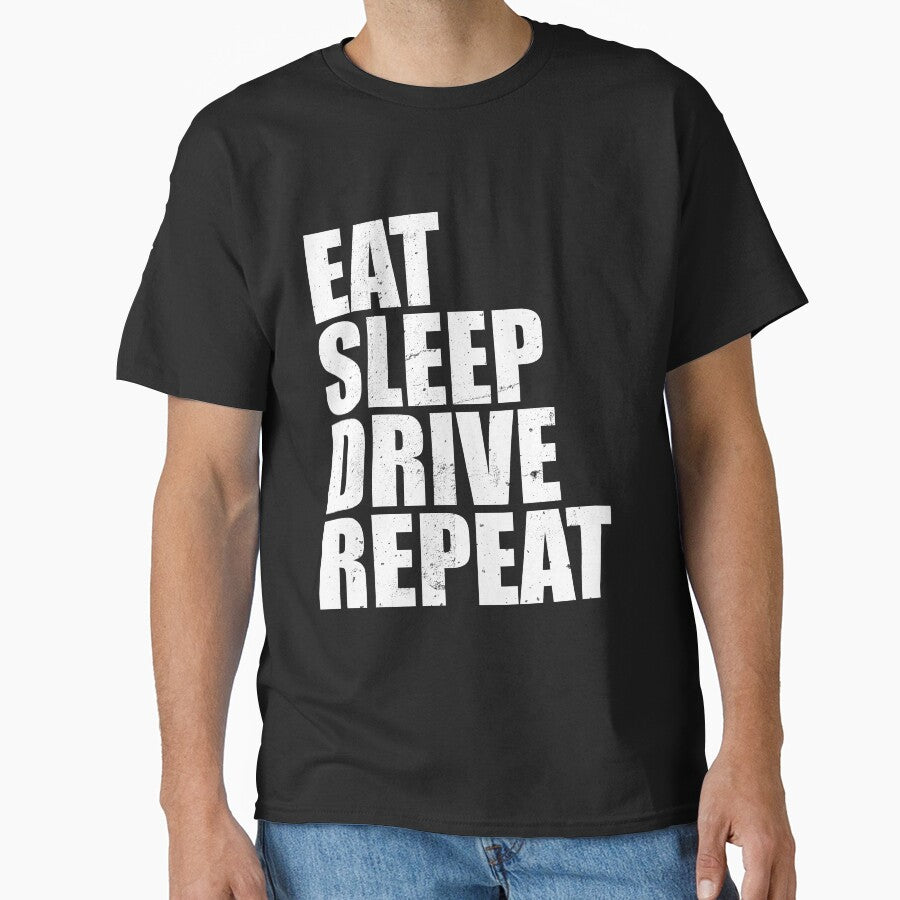 Eat Sleep Drive Repeat Truck Driver Cute Funny Gift T Shirt Vintage Style Distressed Stressed by arcadetoystore... (Image 1)