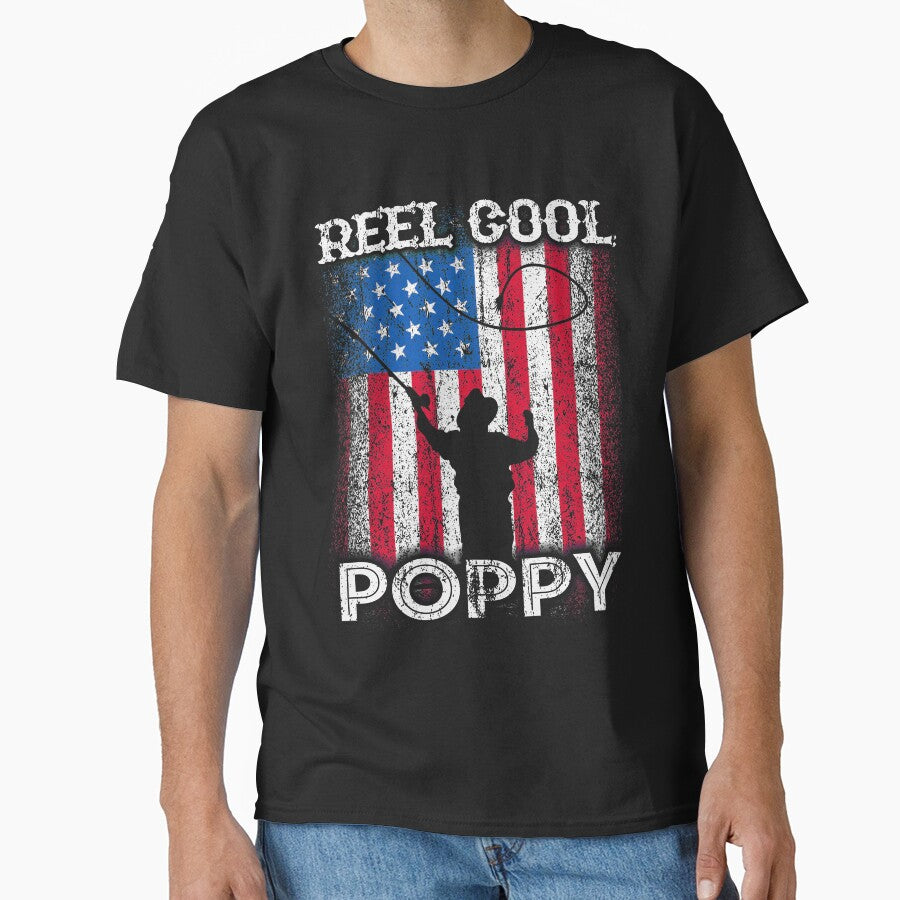 Reel Cool Poppa Grandpa Granddad papa daddy fathers day shirt (Image 1)