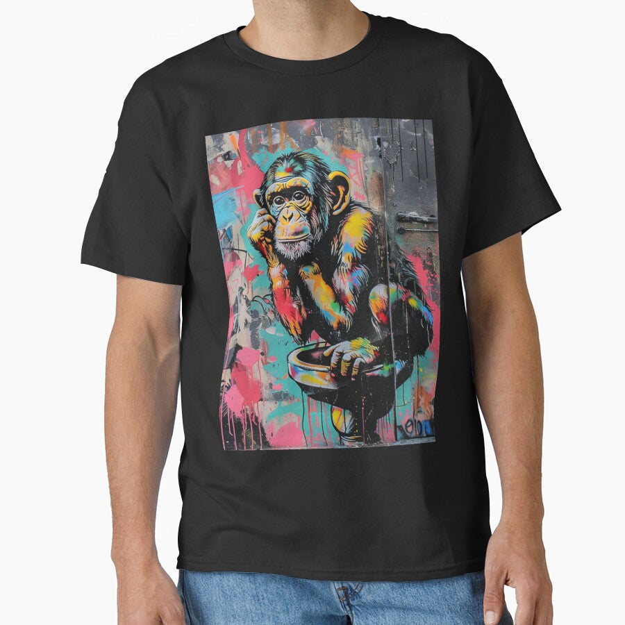 Monkey Thinker,  Funny Urban T-Shirt by TheDarkStone Hoodie, Sweatshirt | BlankRebels.com (Image 1)