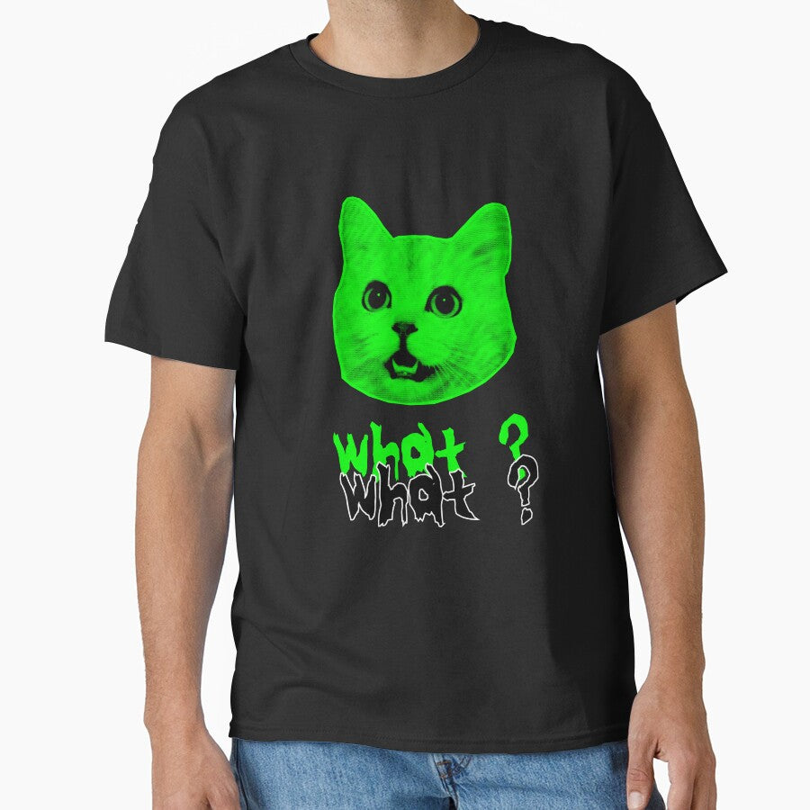 GREEN CAT SAYING WHAT? by PSYNOVA T-Shirts, Hoodie, Sweatshirt | BlankRebels.com (Image 1)