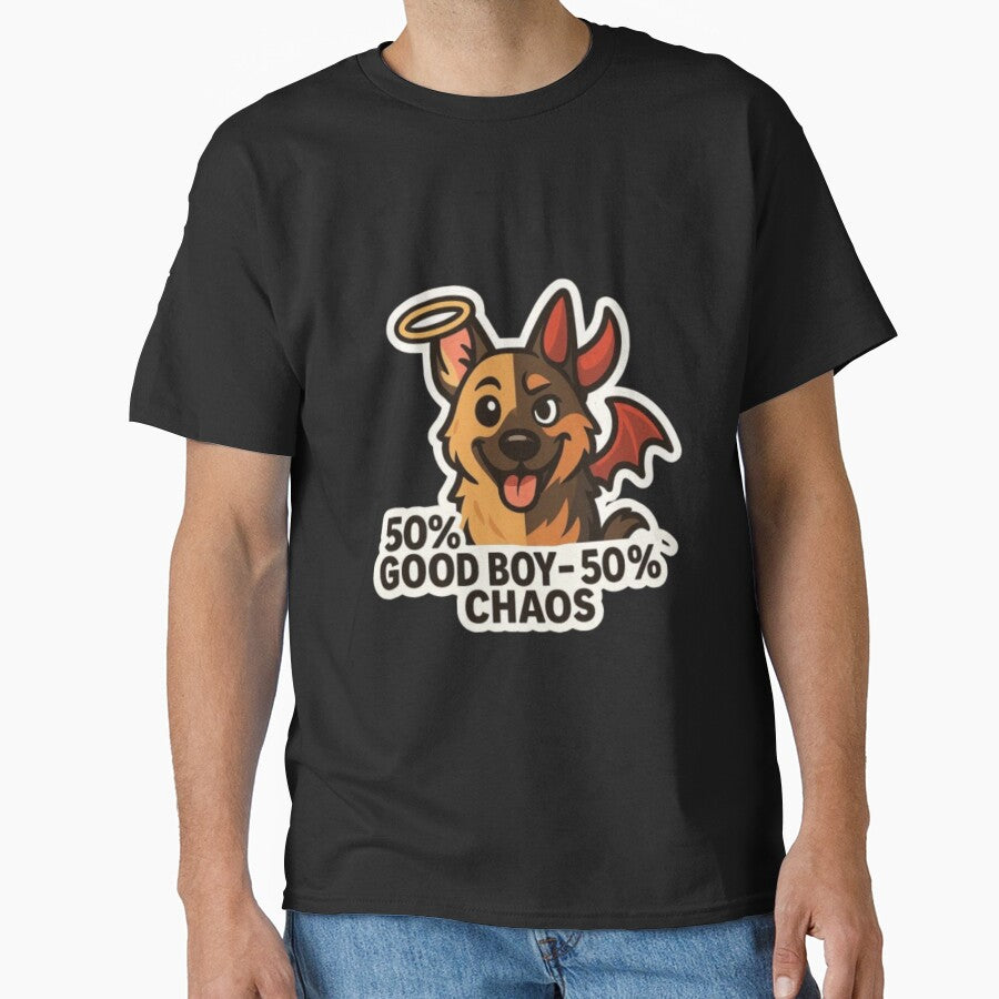 50% Good Boy 50% Chaos – Funny German Shepherd Dog Lover Cute Humor Design by Typologystudios