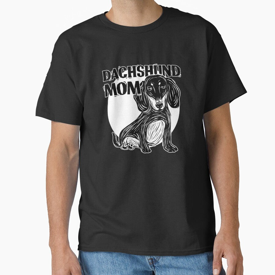 Linocut Dachshund Mom by nvdesign T-Shirts, Hoodie, Sweatshirt | BlankRebels.com (Image 1)