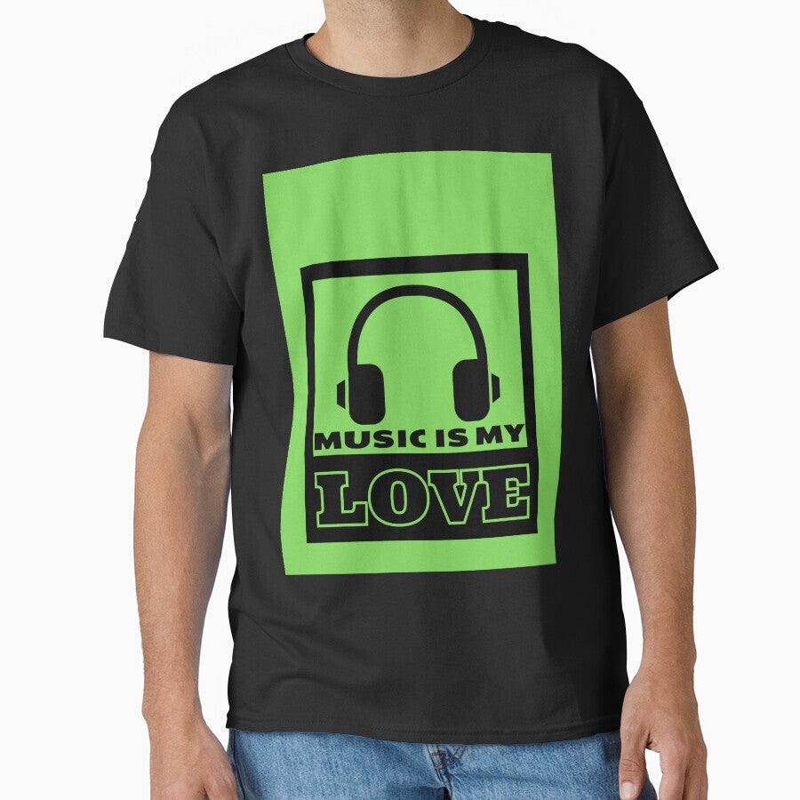 Music Is My Love Quote Light Green Graphic by MotionWaves T-Shirts, Hoodie, Sweatshirt | BlankRebels.com (Image 1)