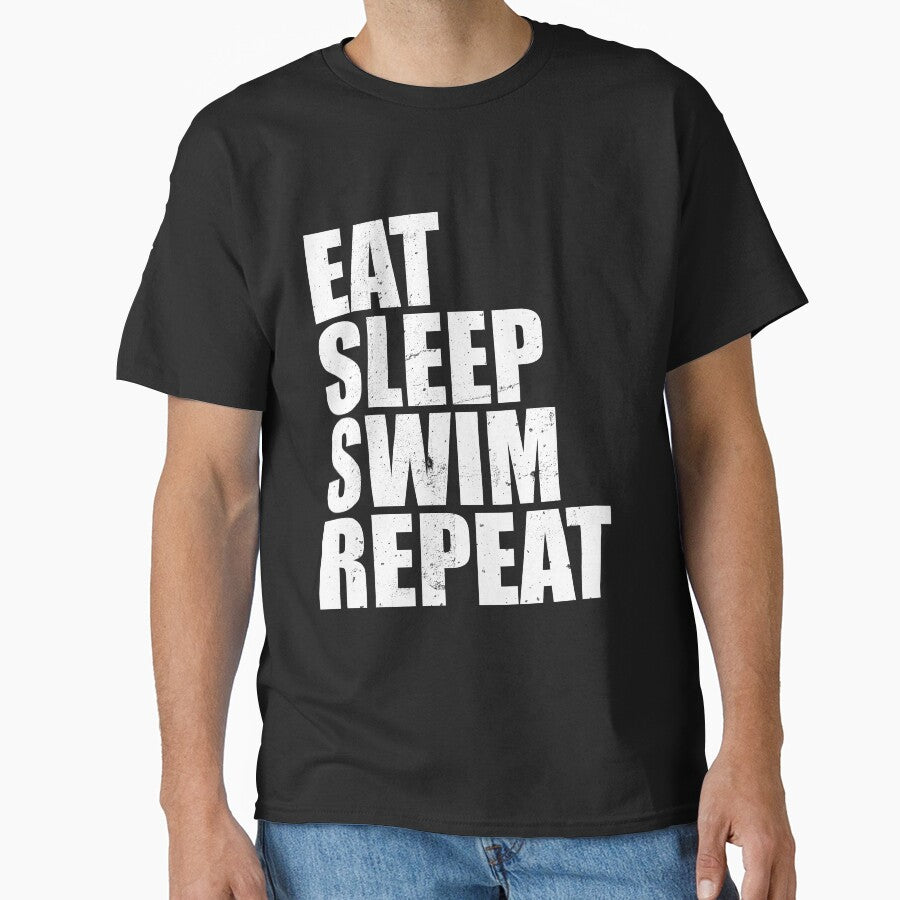 Eat Sleep Swim Repeat Love High School Swim Team Sport T Shirt Vintage Style Distressed Stressed by... (Image 1)