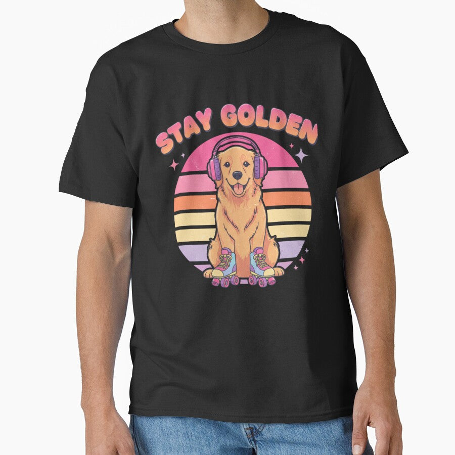Retro Stay Golden Retriever - Groovy Y2K Roller Skating Dog by HMUQ_VIBE T-Shirts, Hoodie, Sweatshirt (Image 1)
