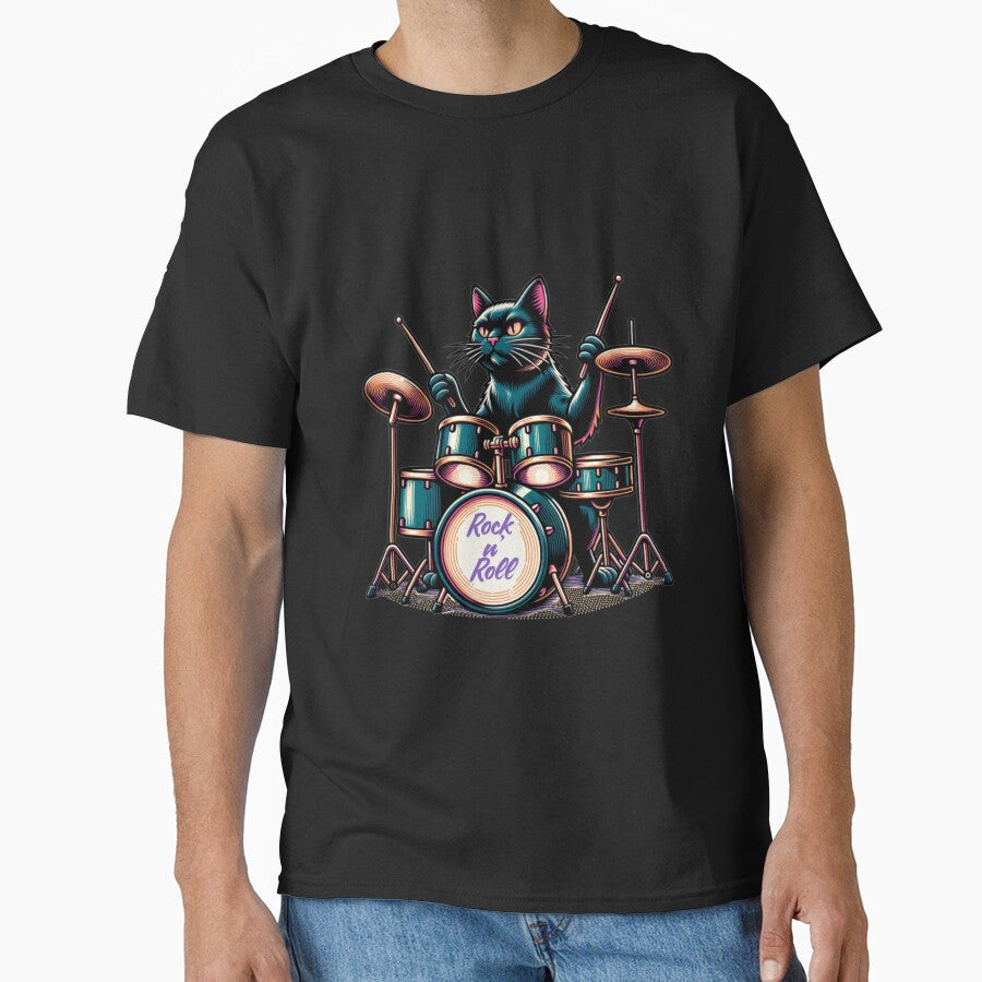 Rockin’ Cat Drummer by All About DigiCraft by Fedelina T-Shirts, Hoodie, Sweatshirt | BlankRebels.com (Image 1)
