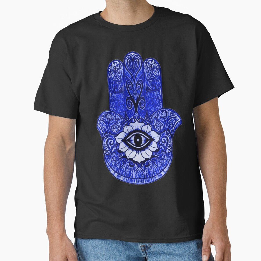 Blue Hamsa Symbol by William Wraithe T-Shirts, Hoodie, Sweatshirt | BlankRebels.com (Image 1)