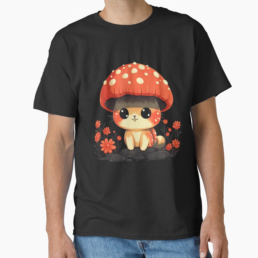 Cute Cottagecore Aesthetic Cat Mushroom by GraceShelley T-Shirts, Hoodie, Sweatshirt | BlankRebels.com (Image 1)