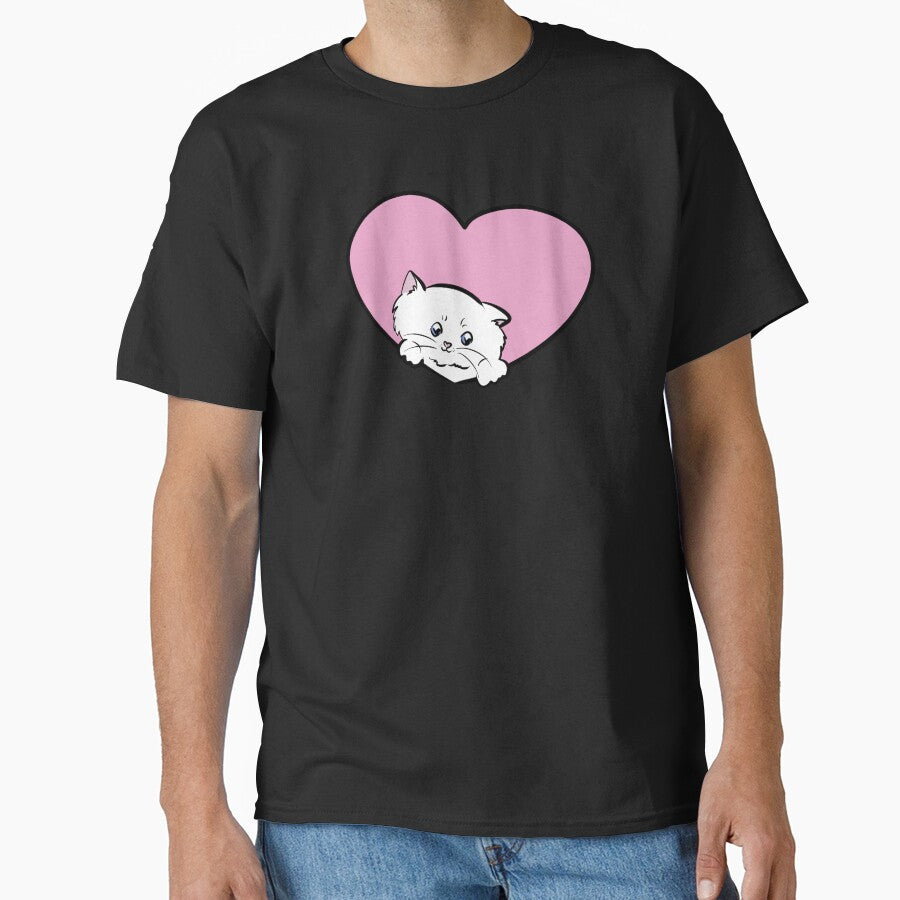 White Cat with Heart by HugSomeNettles T-Shirts, Hoodie, Sweatshirt | BlankRebels.com (Image 1)