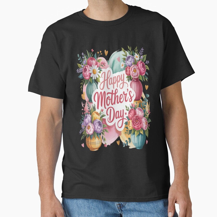 Happy Mother's Day Vibrant Peony Bouquets in Colorful Vases by Midnight Veil Designs T-Shirts, Hoodie, Sweatshirt (Image 1)