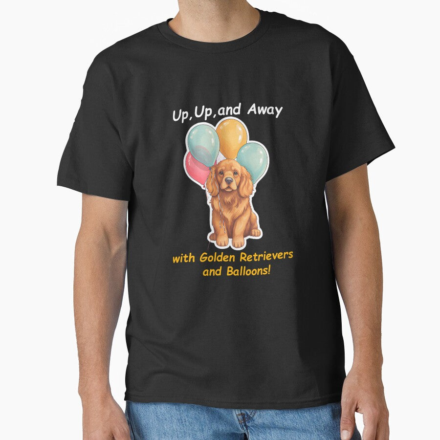 Red Golden Retriever Puppy with Balloon playing by Shubenzo T-Shirts, Hoodie, Sweatshirt | BlankRebels.com (Image 1)