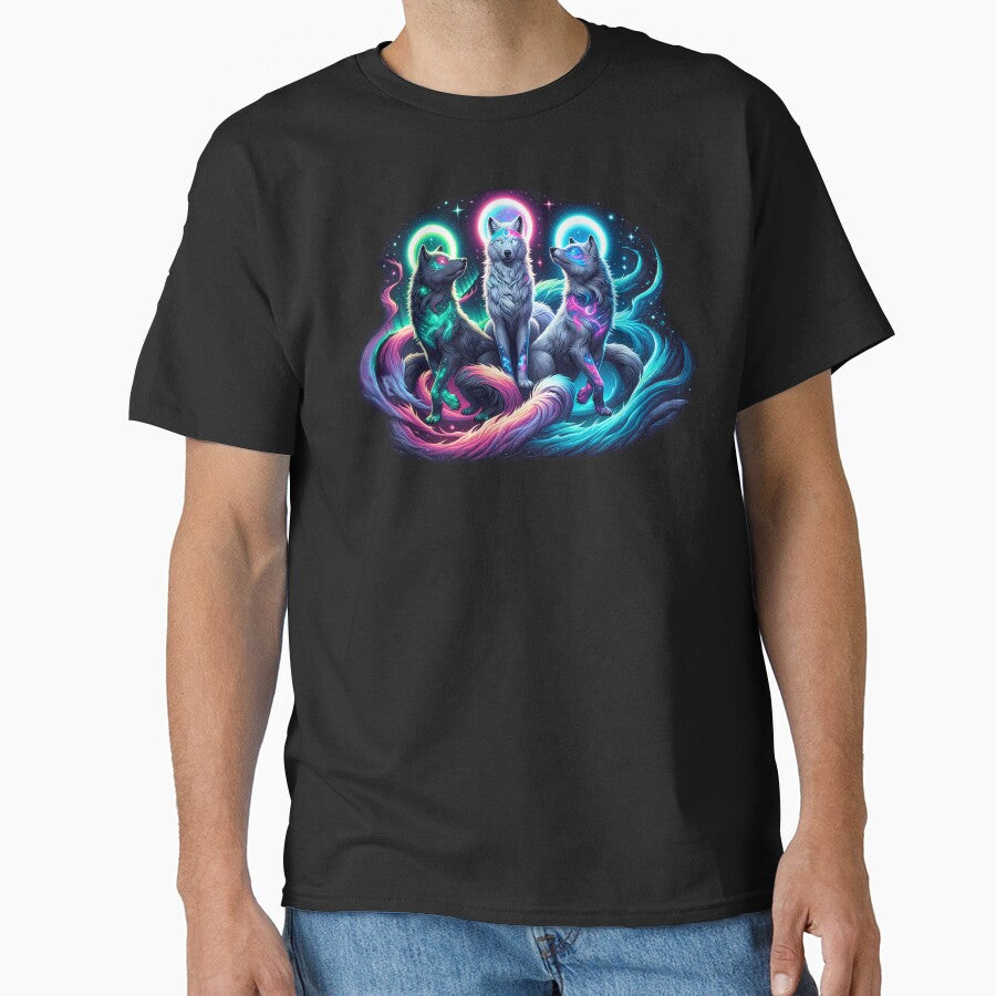 Three Cosmic Wolves by tracydixon T-Shirts, Hoodie, Sweatshirt | BlankRebels.com (Image 1)