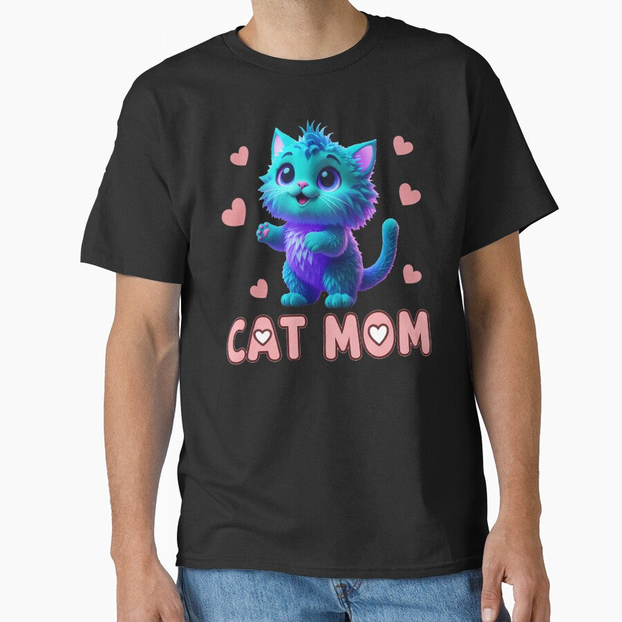 Cat Mom – Minimal Sticker Gift for Cat Moms by Catzy Live® T-Shirts, Hoodie, Sweatshirt | BlankRebels.com (Image 1)