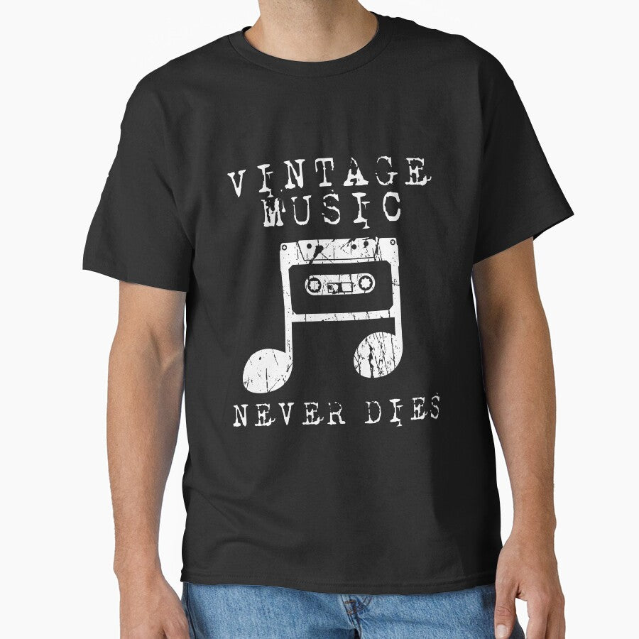 Vintage Music Never Dies | Retro Cassette Tape Design for Music Lovers | Classic Nostalgic 90s 80s by... (Image 1)