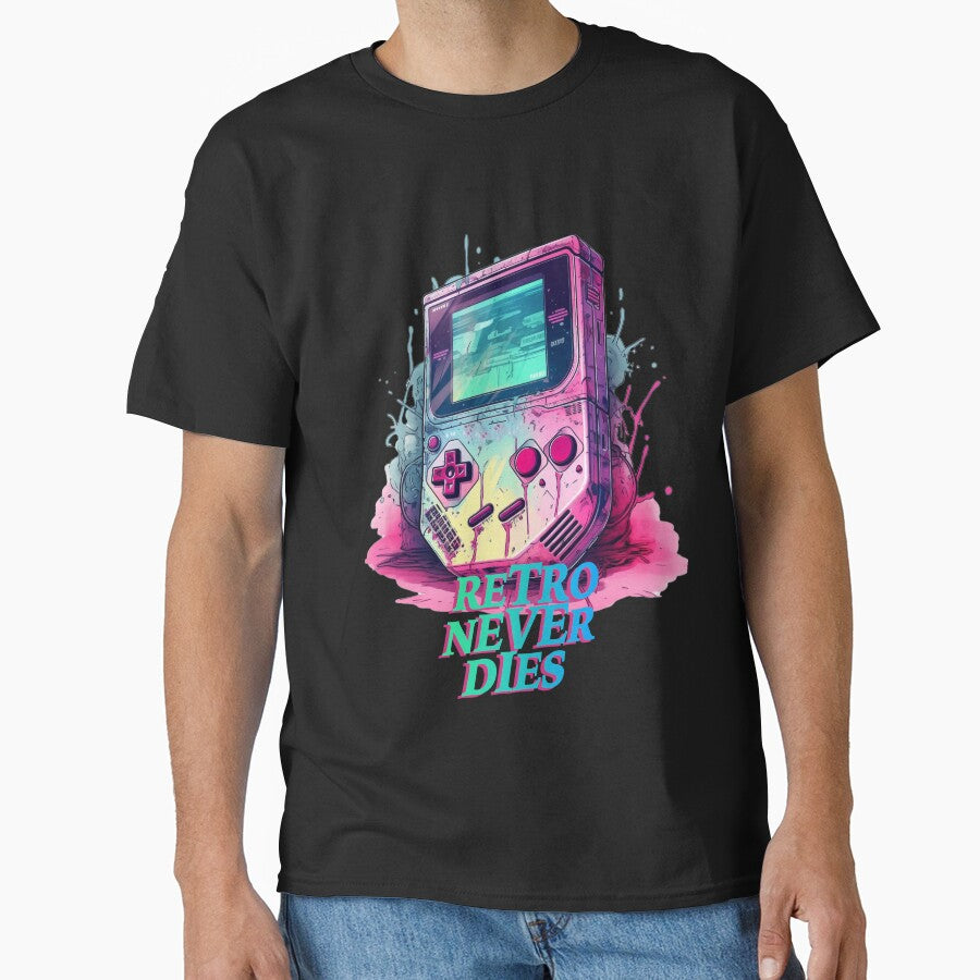 Retro Never Dies - Portable Game Console by go-go-designs T-Shirts, Hoodie, Sweatshirt | BlankRebels.com (Image 1)