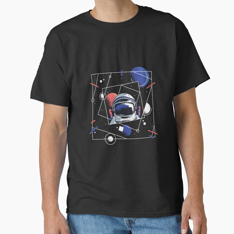 Astronaut in the Universe , with a geometric Galactic background by FFelder T-Shirts, Hoodie, Sweatshirt (Image 1)
