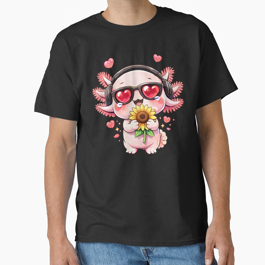 Sunflower Love Axolotl – Cute Kawaii Axolotl with Sunflower Chibi Anime Art by ColorSplash123 T-Shirts, Hoodie,... (Image 1)