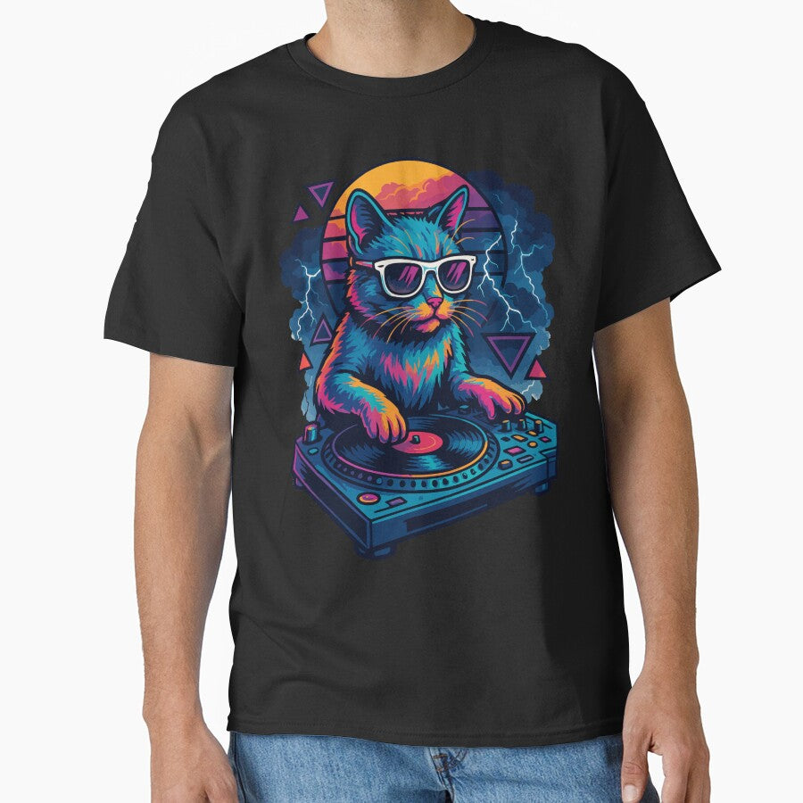 Cool Deejay House Cat Retro Vaporwave by TomFrontierArt T-Shirts, Hoodie, Sweatshirt | BlankRebels.com (Image 1)