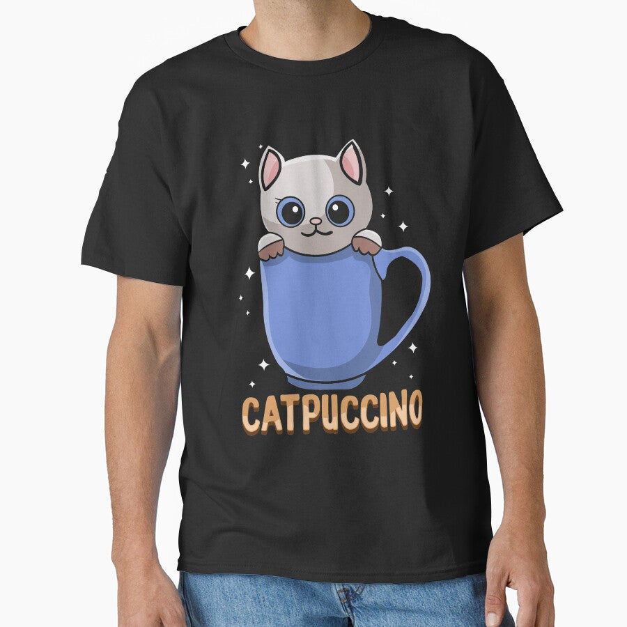Catpuccino Funny Cat Coffee Lover women men by TexasMerch T-Shirts, Hoodie, Sweatshirt | BlankRebels.com (Image 1)