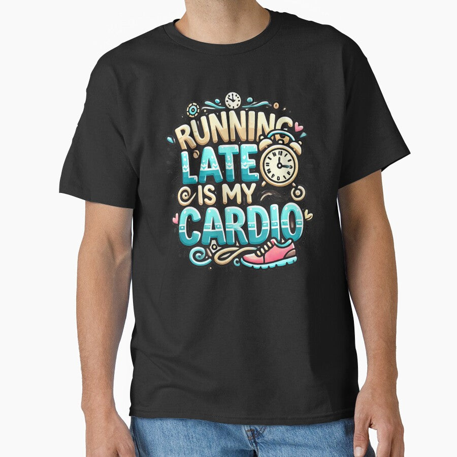 Running Late is My Cardio Funny Workout T-Shirt – Humorous Fitness Tee by BlankCanvasHaHa
