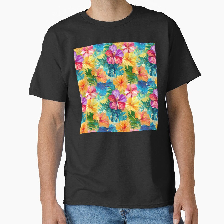 Tropical Hawaiian Island-Style Colorful 'Aloha' Floral Pattern by DEC02 T-Shirts, Hoodie, Sweatshirt (Image 1)