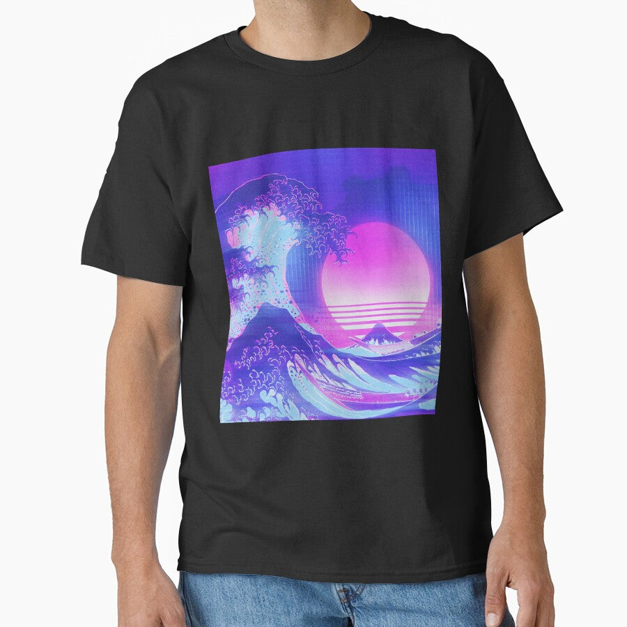 Aesthetic Great Wave Off Kanagawa Retro Vaporwave by ind3finite T-Shirts, Hoodie, Sweatshirt | BlankRebels.com (Image 1)