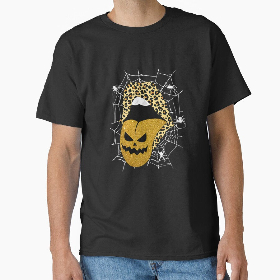 Classic Leopard Lips Horror Pumpkin Tongue Funny Halloween by Jonahjimenez T-Shirts, Hoodie, Sweatshirt (Image 1)