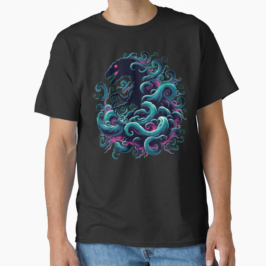 Spooky Abstract Art Demon Paranoramal Dinosaur Velociraptor by TomFrontierArt T-Shirts, Hoodie, Sweatshirt (Image 1)