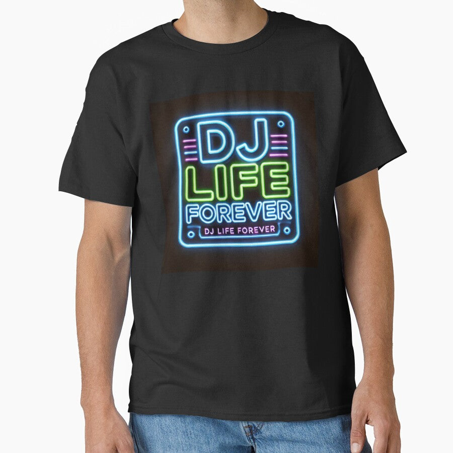 Fururistic Neon DL Life Forever Logo by DJLifeMerch T-Shirts, Hoodie, Sweatshirt | BlankRebels.com (Image 1)
