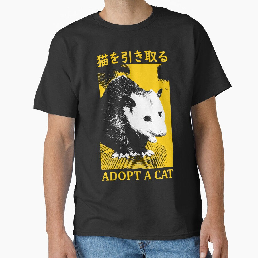 Adopt a Cat Opossum Yellow by VintageMedatsu T-Shirts, Hoodie, Sweatshirt | BlankRebels.com (Image 1)