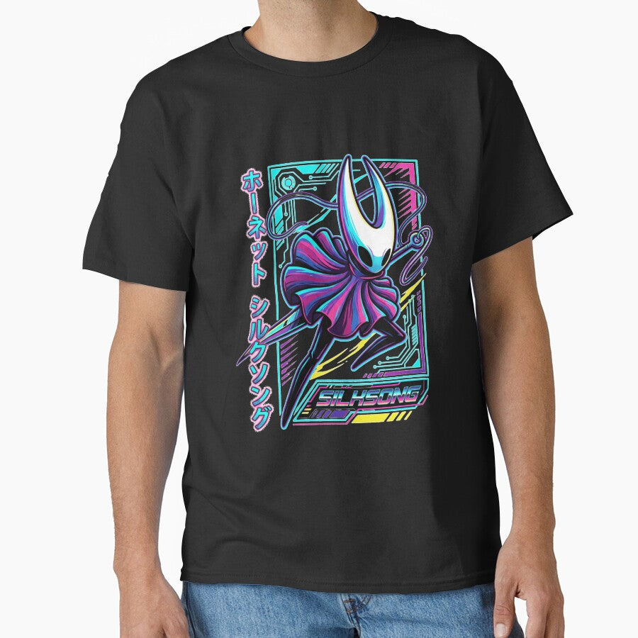 Hollow Knight Silksong Retrowave T-Shirt | Hornet Neon Synthwave Hoodie | 80s Retro Vaporwave Gaming Merch... (Image 1)